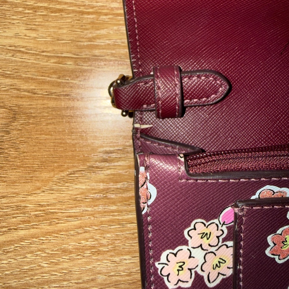 Kate Spade Tinsel Frosted Deep Berry Floral Flap Crossbody Clutch bag - Picture 11 of 16
